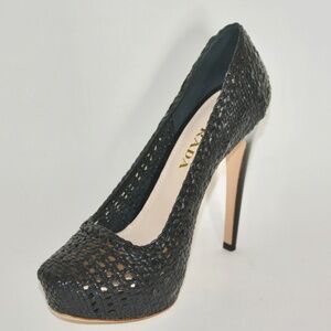 New Authentic Prada Woven Leather Platform Pumps Shoes